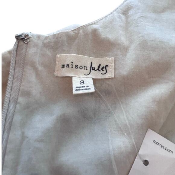 MAISON JULES NEW! Beige/Red Anchors Nautical Cotton Fit N Flare Dress Medium NWT - Picture 5 of 7